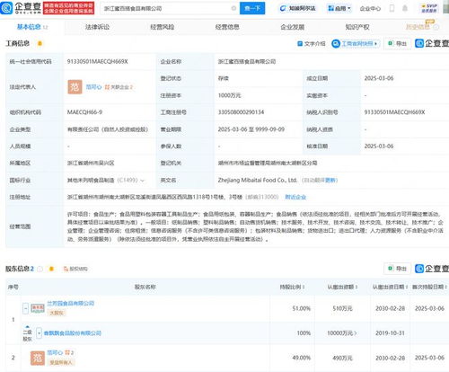 香飄飄等在浙江成立食品公司